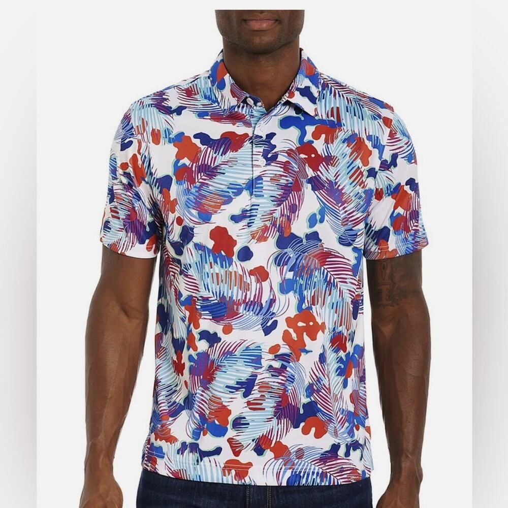 Robert Graham Red, White And Blue Amplitude Performance Polo